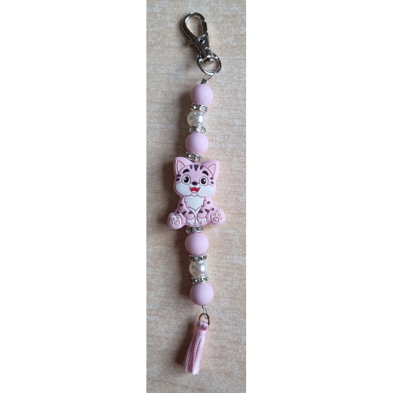 Schlüsselanhänger Katze rosa