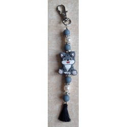 Schlüsselanhänger Katze grau
