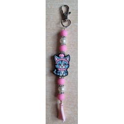 Schlüsselanhänger Katze mit Schal pink