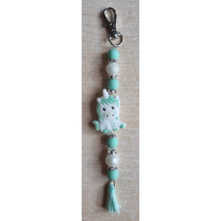 Schlüsselanhänger Einhorn weiss/mint