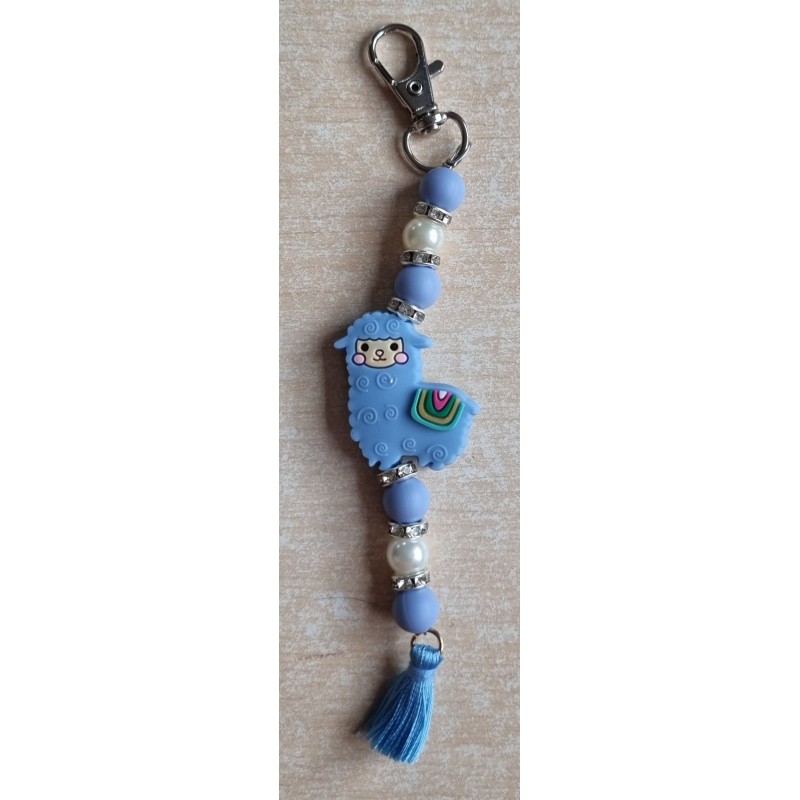 Schlüsselanhänger Lama blau
