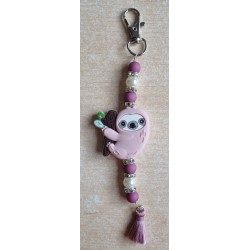 Schlüsselanhänger Faultier mauve