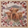 Serviette Drei Hochlandrinder/Blumen/Berg