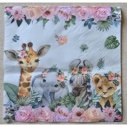 Serviette Safari Baby Tiere