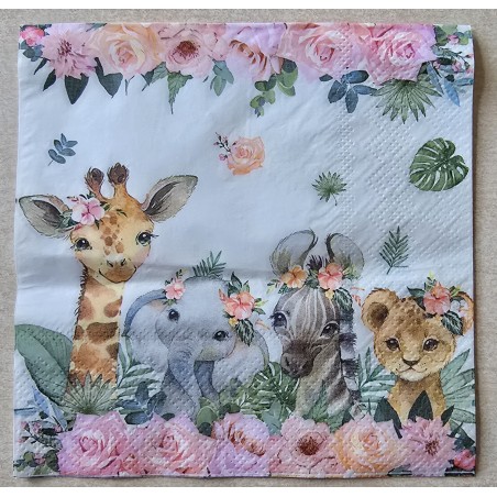 Serviette Safari Baby Tiere
