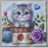 Serviette Gemalte Katze im Körbchen