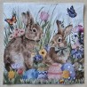 Serviette Zwei Kaninchen/Eier/Schmetterlinge