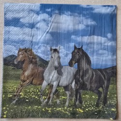 Serviette Drei Pferde auf Wiese