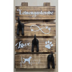Leinengarderobe geflammt/Haken schwarz