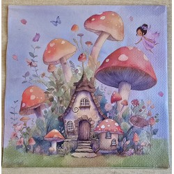 Serviette   Fee/Haus/Pilze