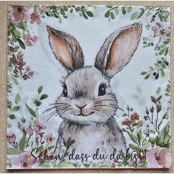 Serviette Kaninchen " Schön dass Du da bist "
