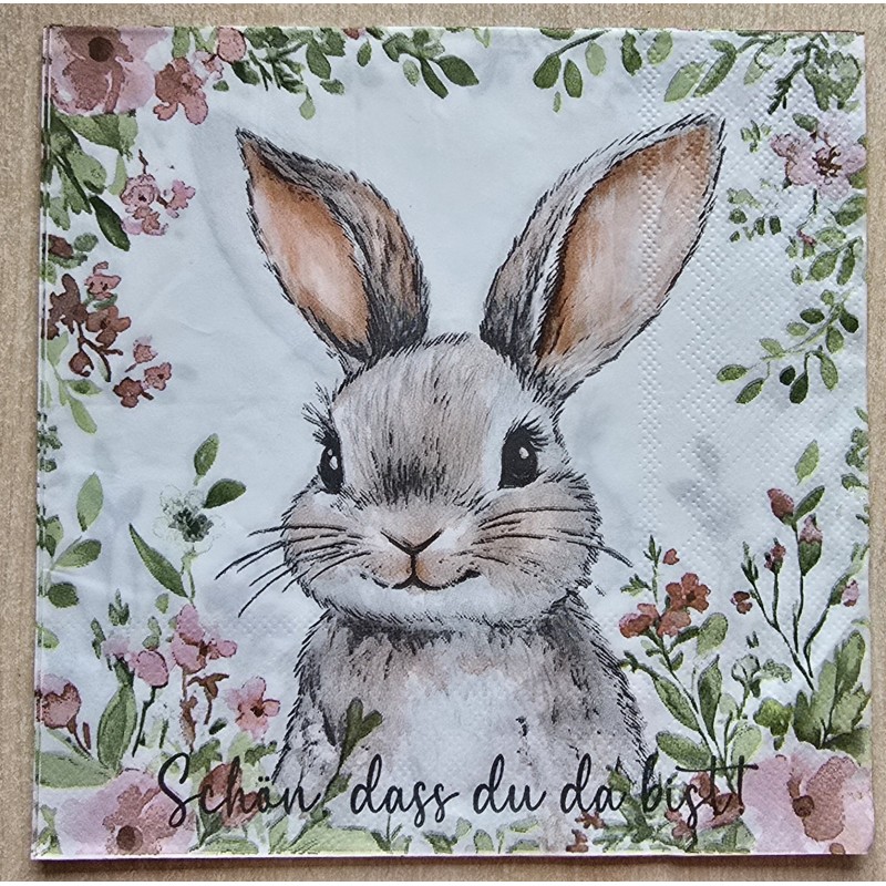 Serviette Kaninchen " Schön dass Du da bist "