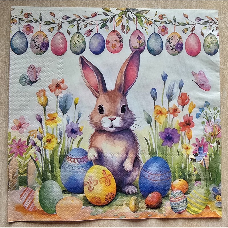 Serviette Küken/Kaninchen " Happy Easter "