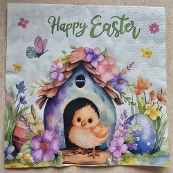 Serviette Küken/Kaninchen " Happy Easter "