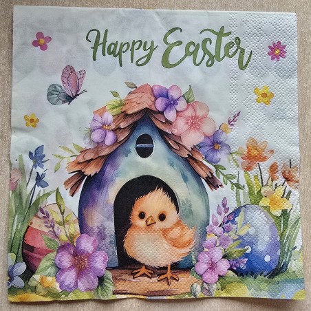 Serviette Küken/Kaninchen " Happy Easter "