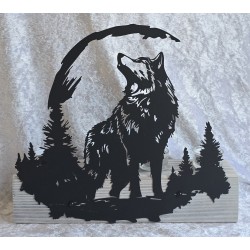 Teelicht Balken Metall Wolf schwarz