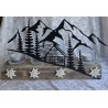 Teelicht Balken Metall Berge/Haus/Wald schwarz