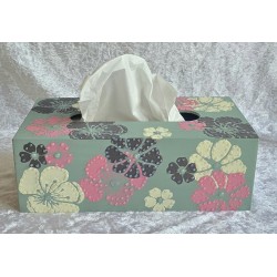 Kleenexbox Seegrün mit Blumen