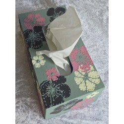 Kleenexbox Seegrün mit Blumen
