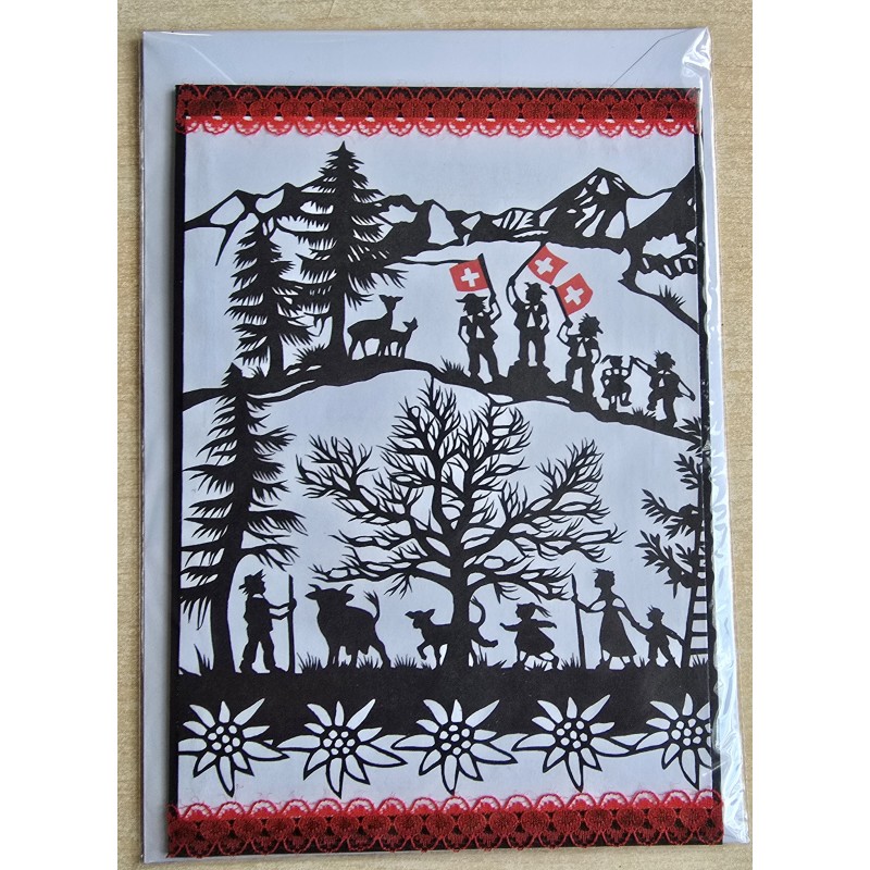 Karte neutral Alpenfeeling schwarz/weiss/rot