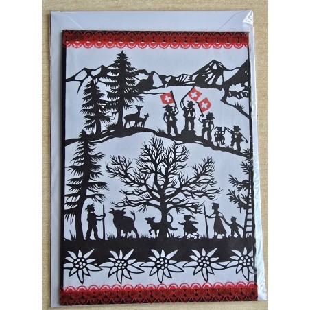 Karte neutral Alpenfeeling schwarz/weiss/rot