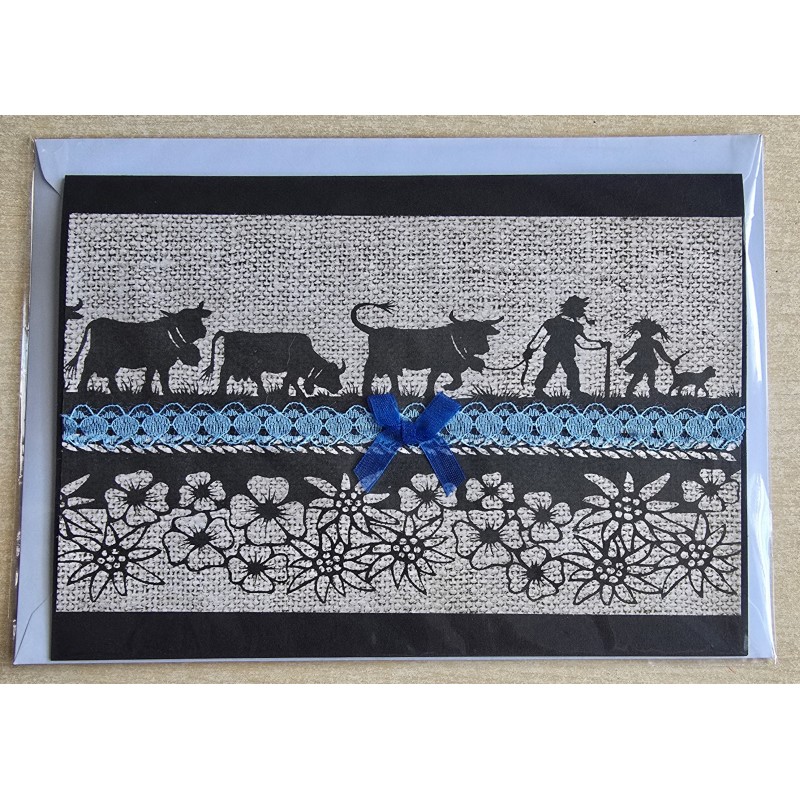 Karte neutral Alpenfeeling schwarz/beige/blau