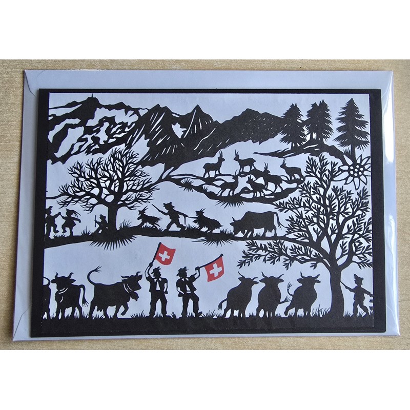 Karte neutral Alpenfeeling schwarz/weiss/rot