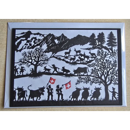 Karte neutral Alpenfeeling schwarz/weiss/rot