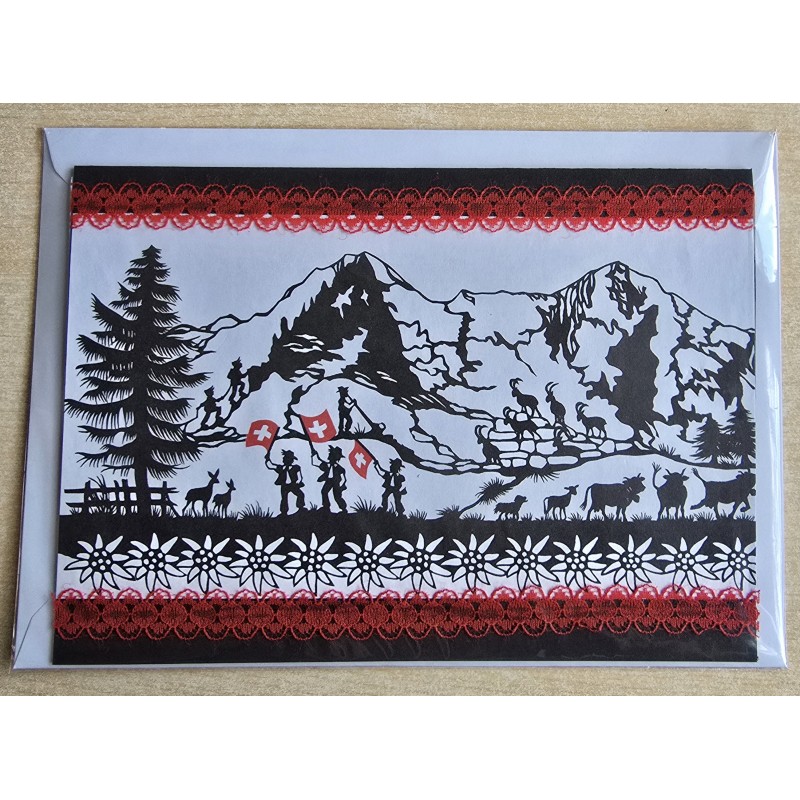 Karte neutral Alpenfeeling schwarz/weiss/rot