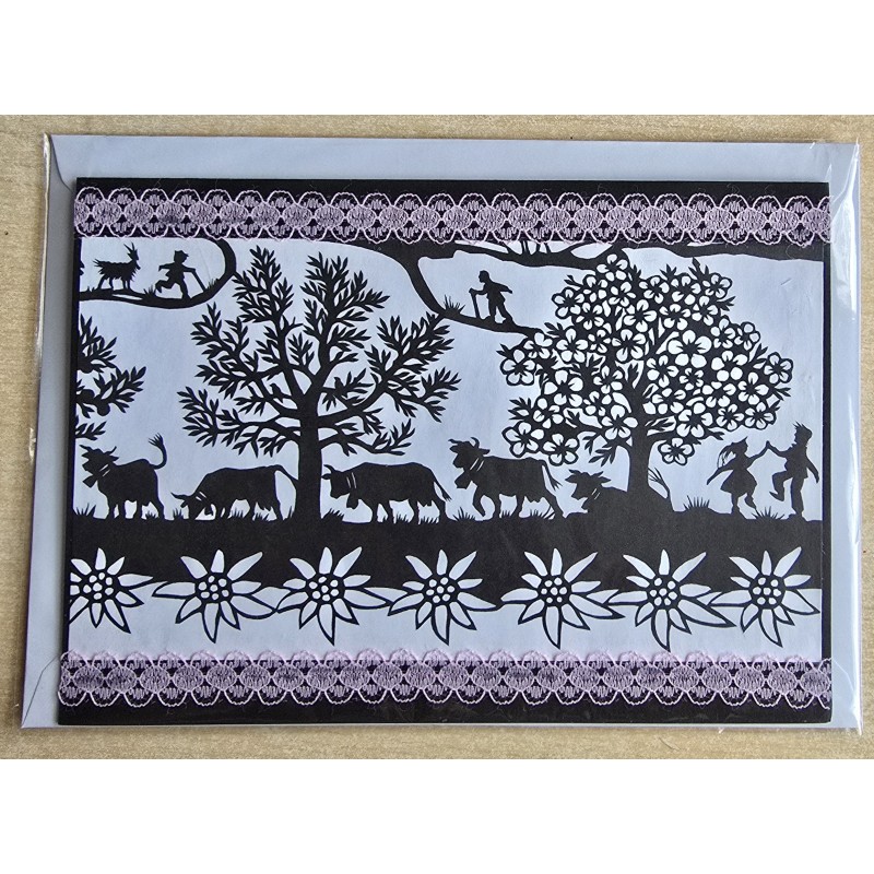 Karte neutral Alpenfeeling schwarz/weiss/rosa