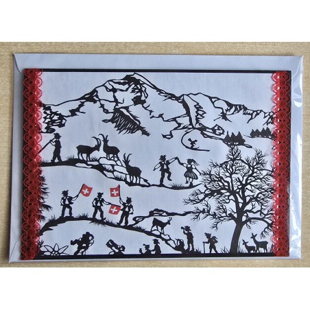 Karte neutral Alpenfeeling schwarz/weiss/rot
