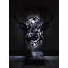 Schild stehend mit Metall Hochlandrind und Leds