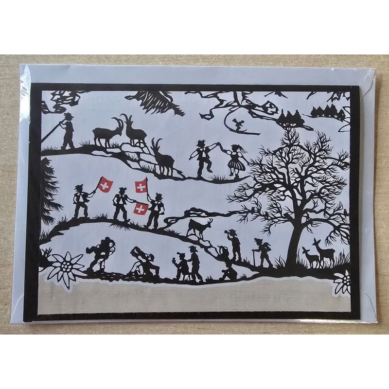 Karte neutral Alpenfeeling schwarz/weiss/natur/rot