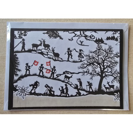 Karte neutral Alpenfeeling schwarz/weiss/natur/rot