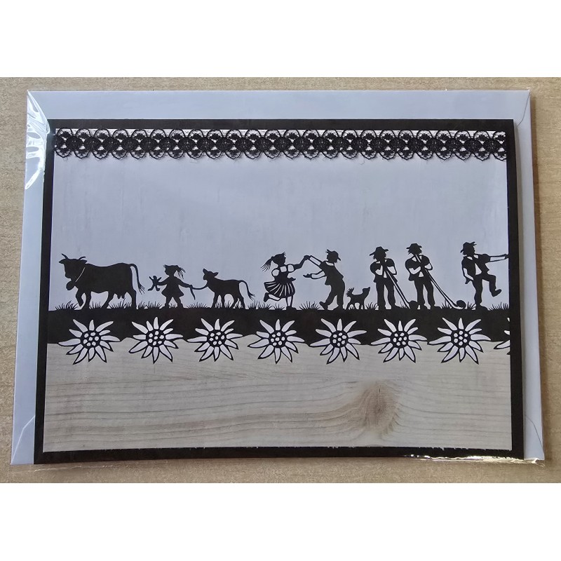 Karte neutral Alpenfeeling schwarz/weiss/natur