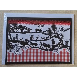 Karte neutral Alpenfeeling schwarz/weiss/rot kariert