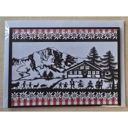 Karte neutral Alpenfeeling schwarz/weiss/rot kariert