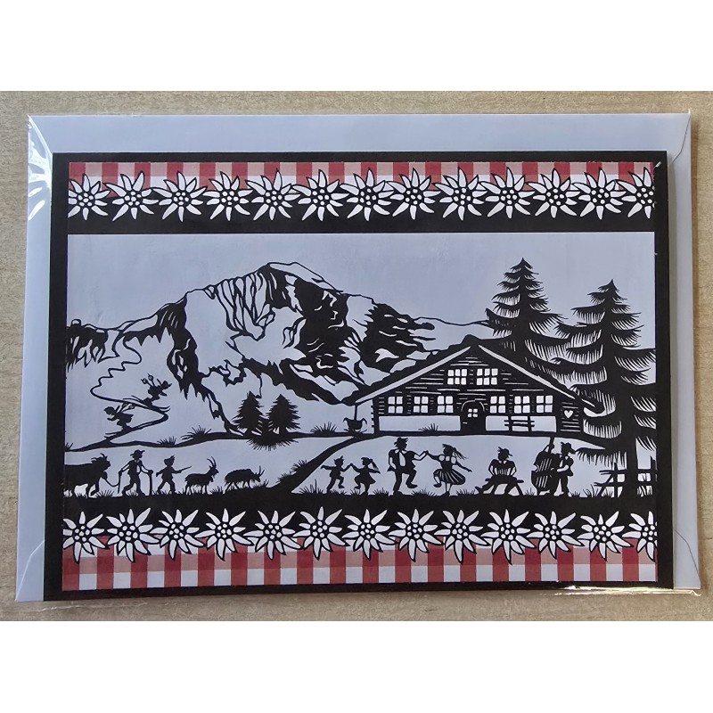 Karte neutral Alpenfeeling schwarz/weiss/rot kariert
