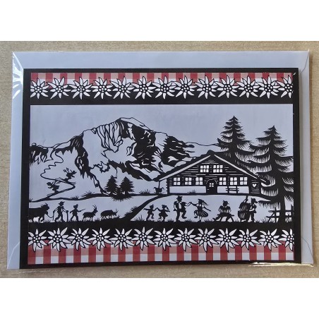 Karte neutral Alpenfeeling schwarz/weiss/rot kariert