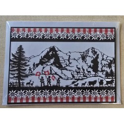 Karte neutral Alpenfeeling schwarz/weiss/rot kariert