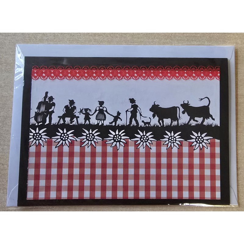 Karte neutral Alpenfeeling schwarz/weiss/rot kariert