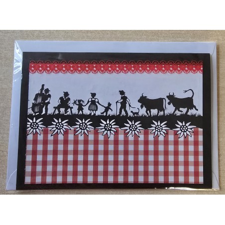 Karte neutral Alpenfeeling schwarz/weiss/rot kariert