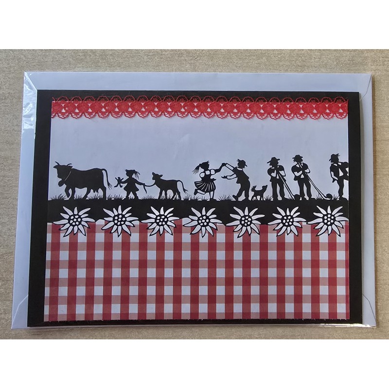 Karte neutral Alpenfeeling schwarz/weiss/rot kariert