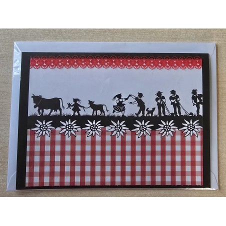 Karte neutral Alpenfeeling schwarz/weiss/rot kariert