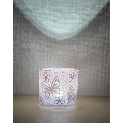 Glas Teelicht Schmetterlinge/rosa