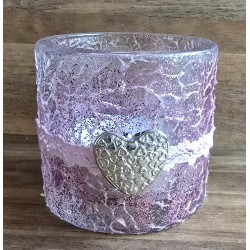 Glas Teelicht Herz/rosa