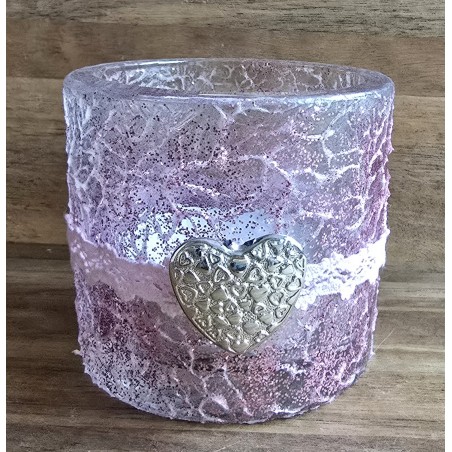 Glas Teelicht Herz/rosa