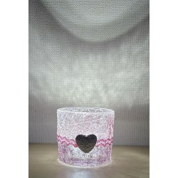 Glas Teelicht Herz/rosa