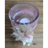 Glas Teelicht Trockenblumen/rosa