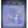 Glasbaustein " Katze " rosa